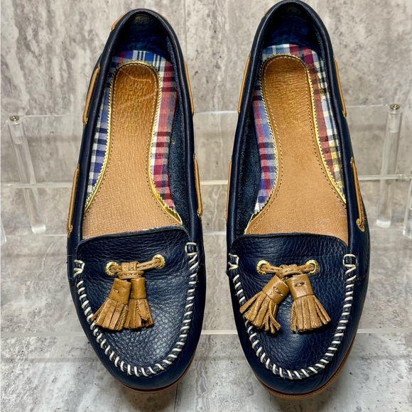 Sperry Top Sider Women's Navy Blue Leather Tassel Slip On Loafers Flats 6M - Picture 5 of 11